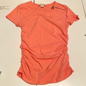 Michael Kors Coral Ruched Short Sleeve Blouse